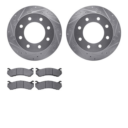 DYNAMIC FRICTION CO 7402-48025, Rotors-Drilled and Slotted-Silver with Ultimate Duty Performance Brake Pads, Zinc Coated 7402-48025
